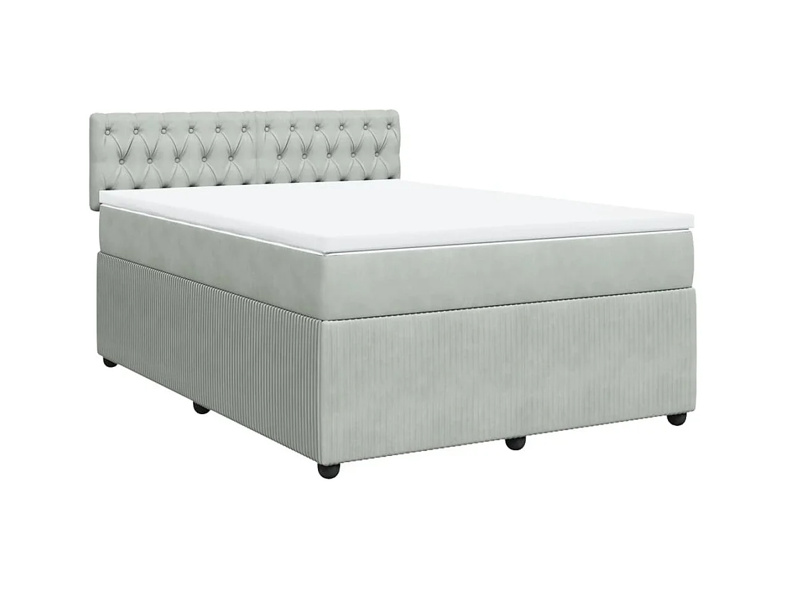 Sommier à lattes de lit et matelas Gris clair 140x200cm Velours