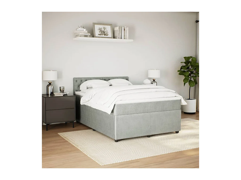 Sommier à lattes de lit et matelas Gris clair 140x200cm Velours