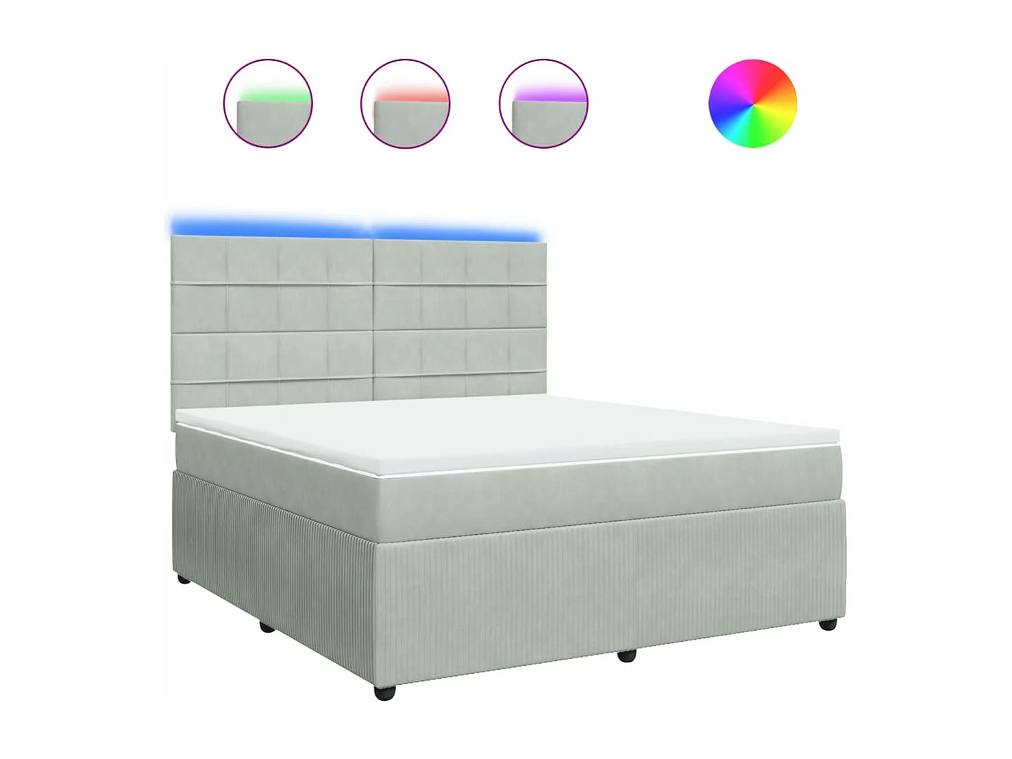 Giroletto a Molle con Materasso Grigio Chiaro 180x200cm Velluto