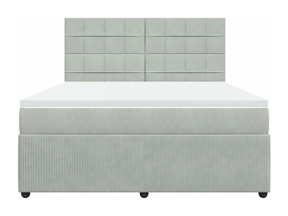 Giroletto a Molle con Materasso Grigio Chiaro 180x200cm Velluto