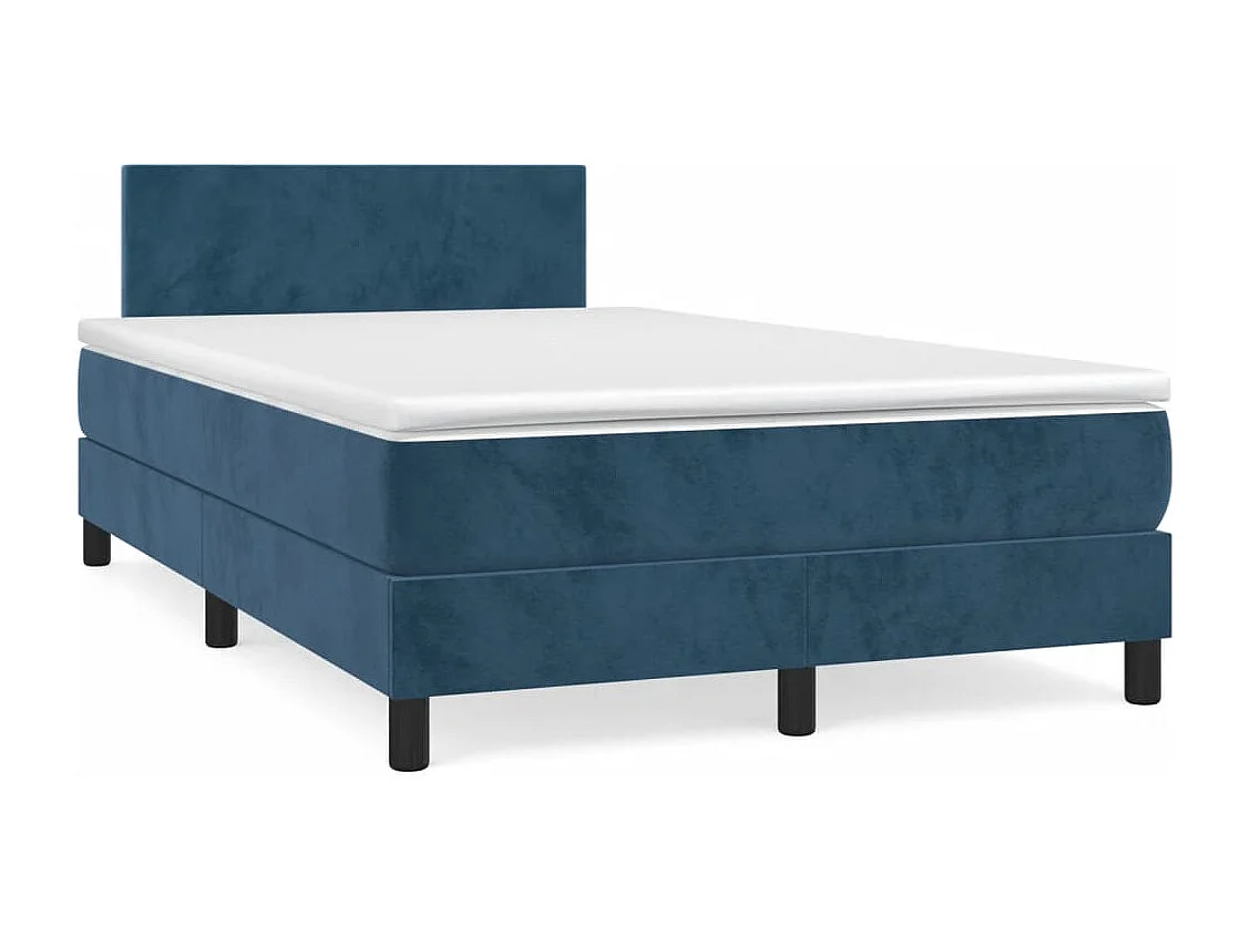 Cama box spring con colchón terciopelo azul oscuro 120x190 cm