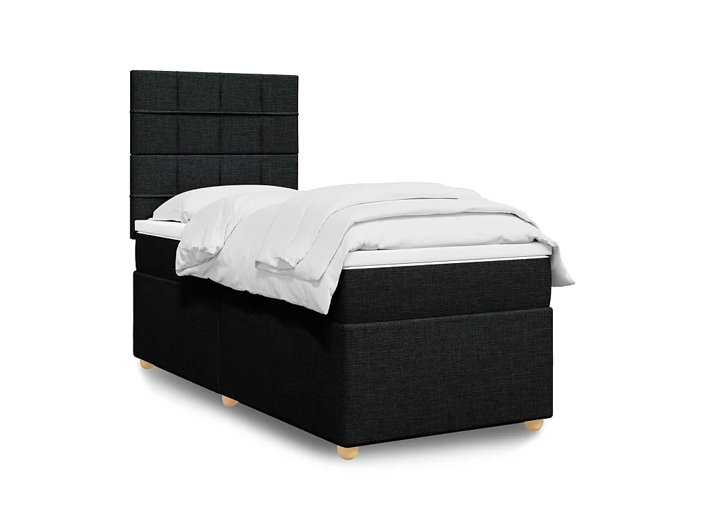 Sommier à lattes de lit et matelas Noir 80x200 cm Tissu