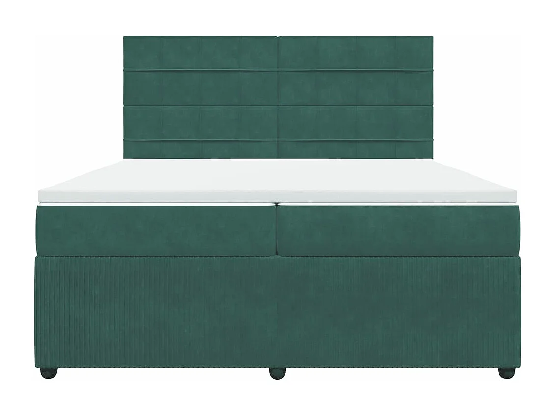 Cama box spring con colchón terciopelo verde oscuro 200x200 cm