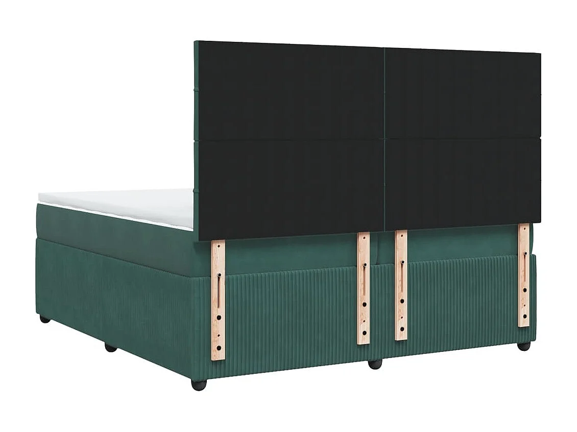 Cama box spring con colchón terciopelo verde oscuro 200x200 cm