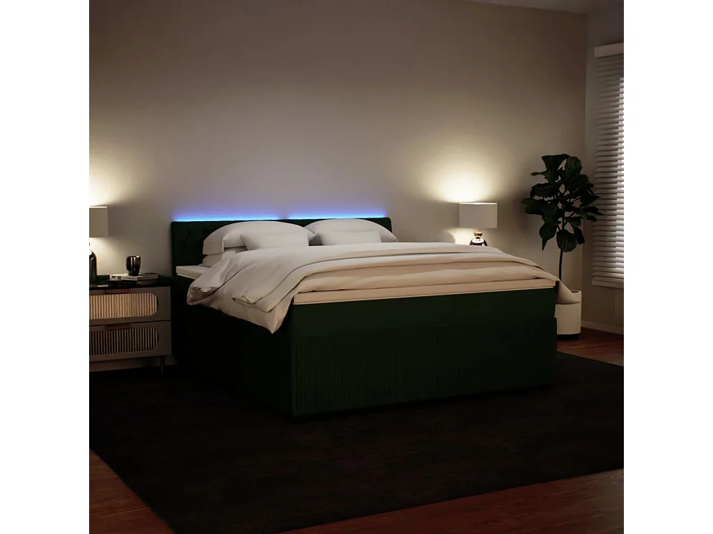 Boxspring met matras fluweel donkergroen 180x200 cm
