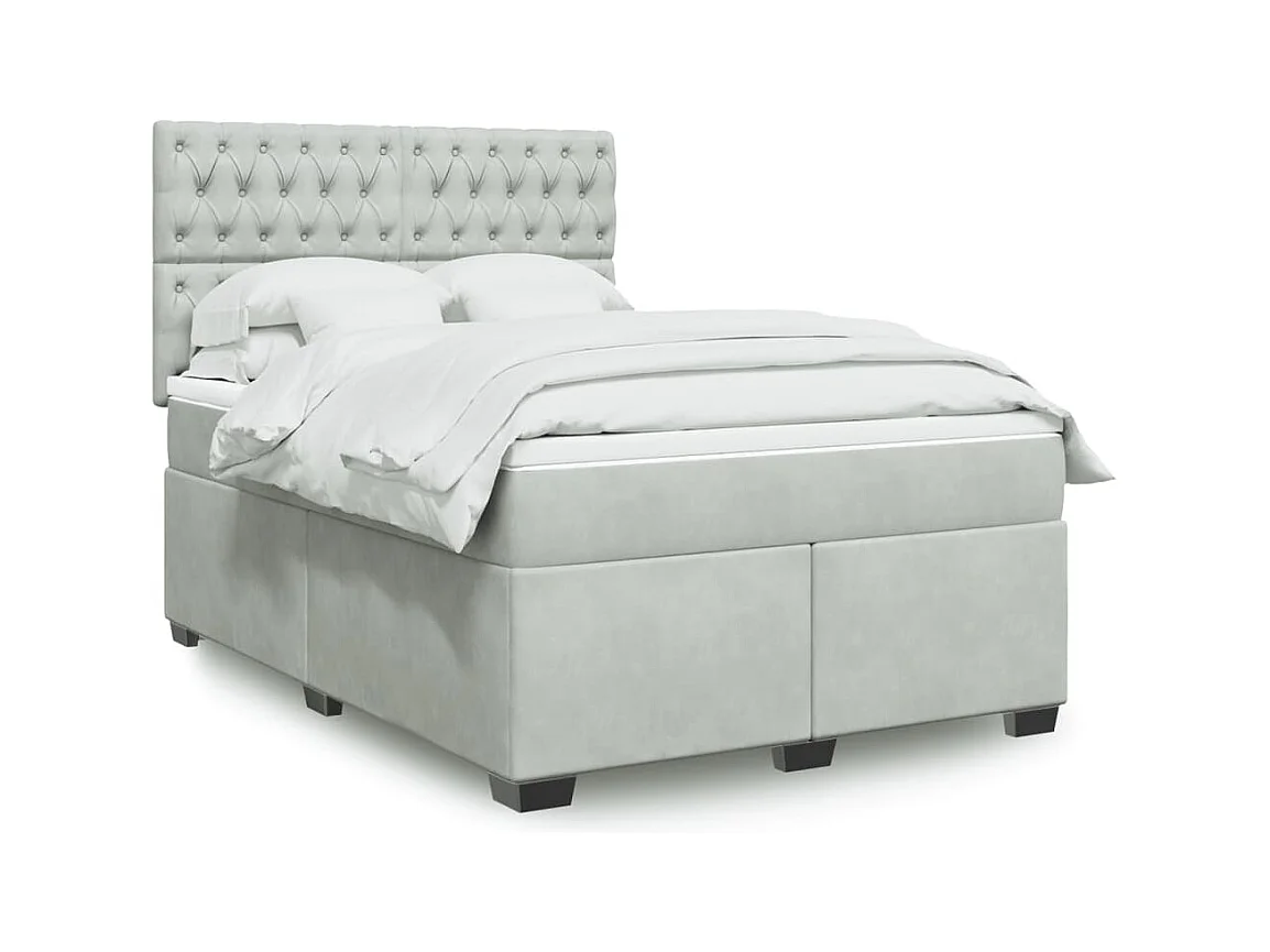 Sommier à lattes de lit et matelas Gris clair 160x200cm Velours