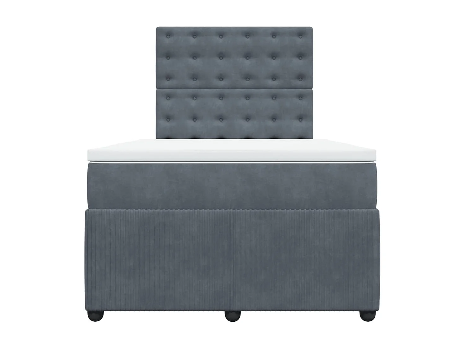 Sommier à lattes de lit et matelas gris foncé 120x190cm velours