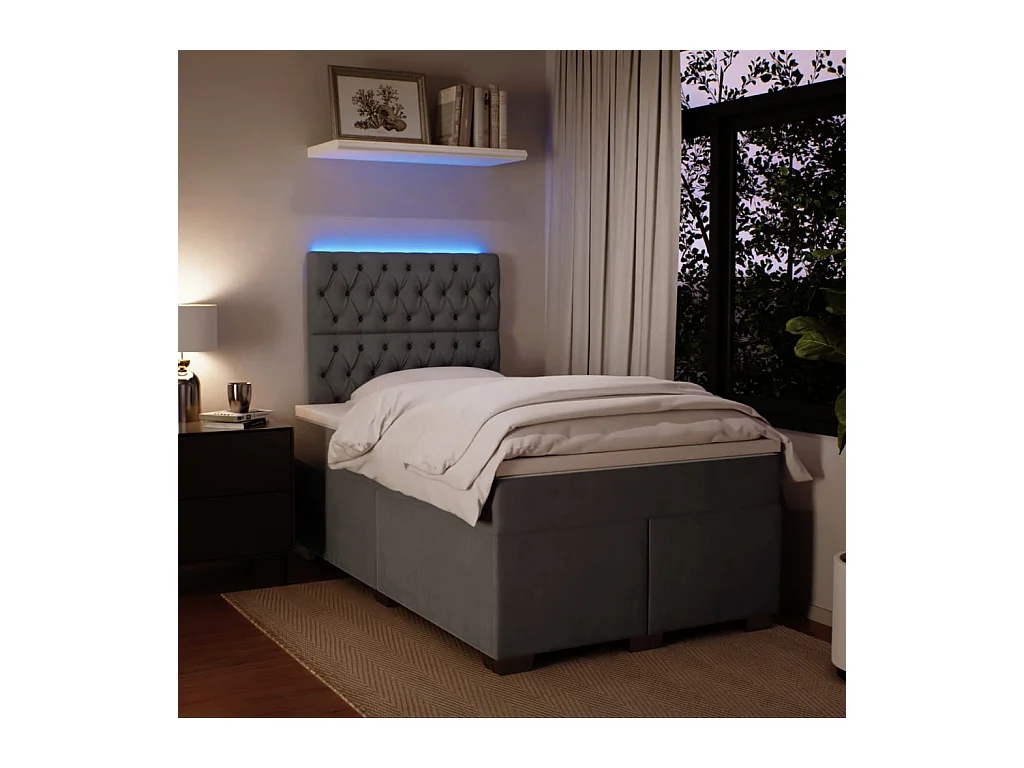 Sommier à lattes de lit et matelas Gris foncé 120x200cm Velours