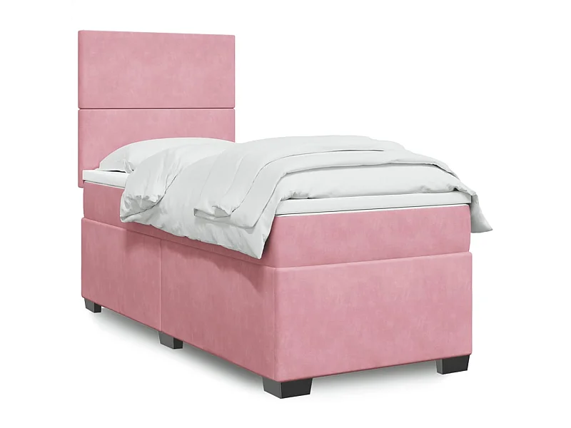 Giroletto a Molle con Materasso Rosa 80x200 cm in Velluto