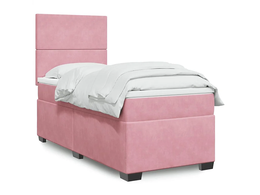 Giroletto a Molle con Materasso Rosa 80x200 cm in Velluto