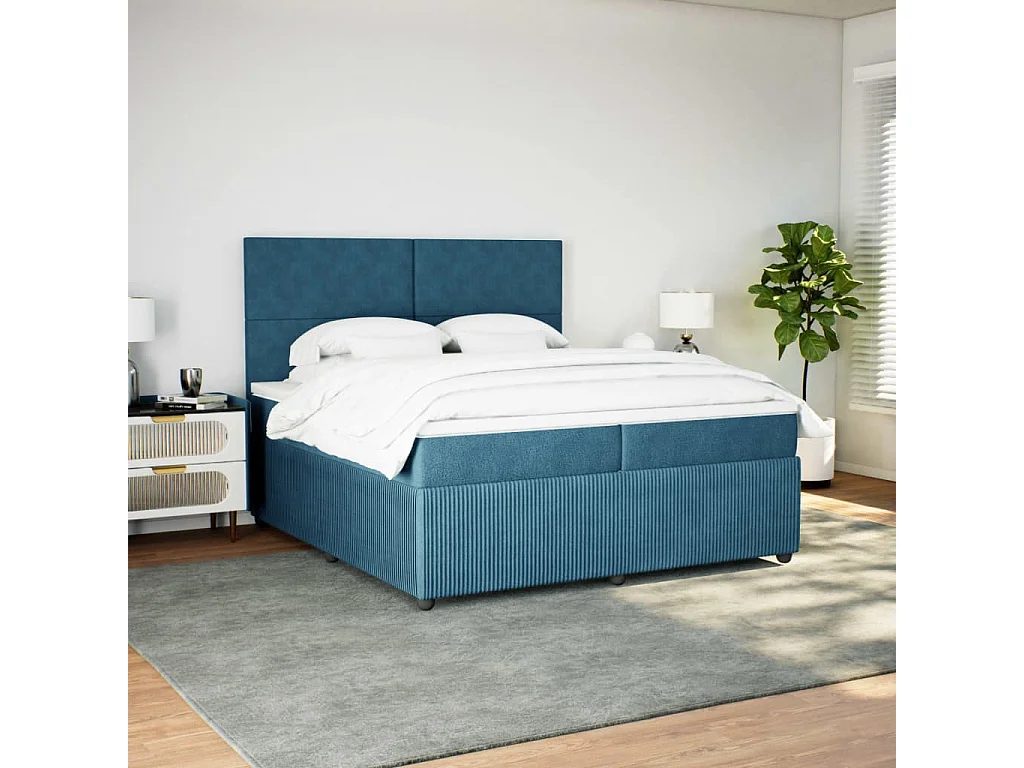 Boxspringbett mit Matratze Dunkelblau 200x200 cm Samt