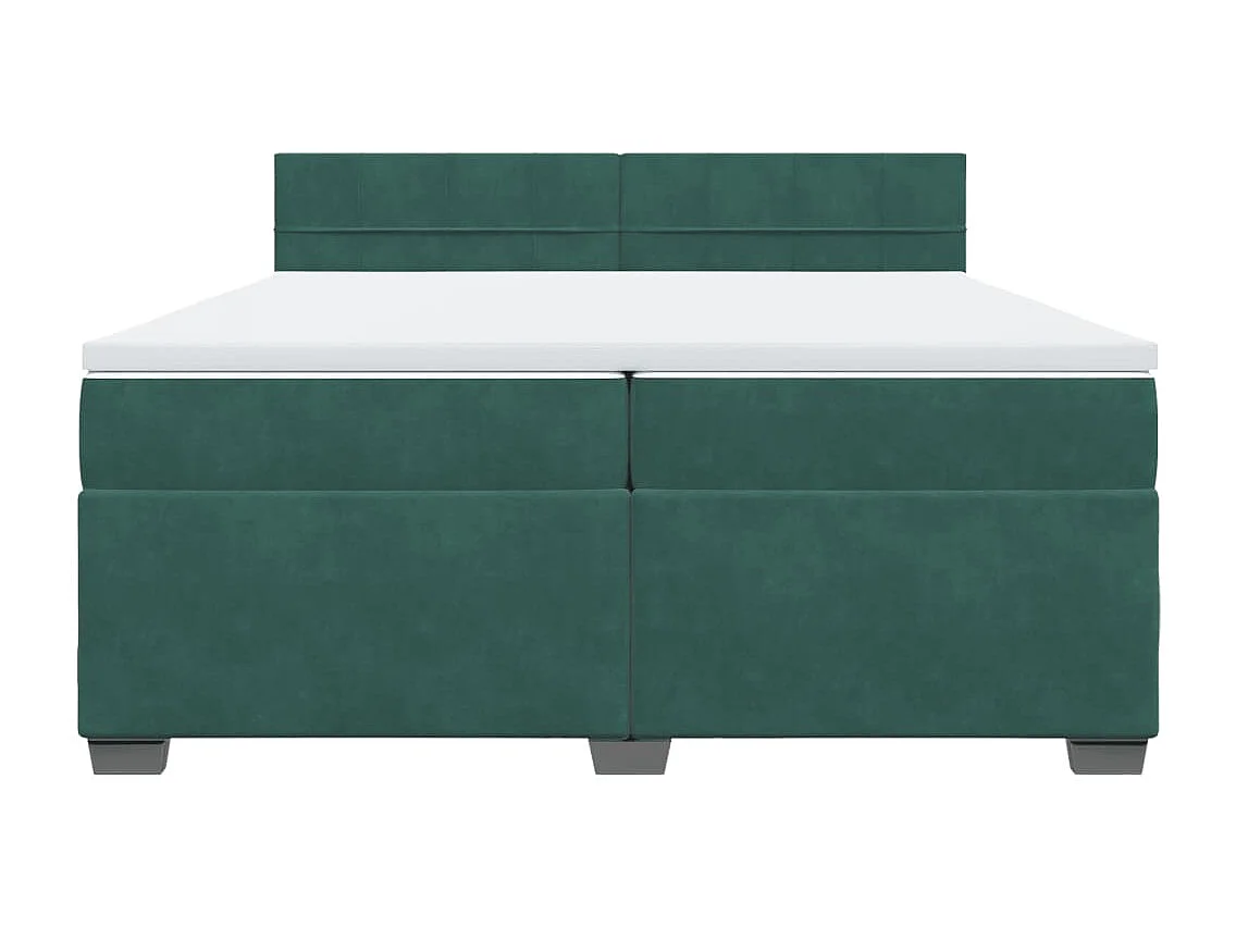 Giroletto a Molle con Materasso Verde Scuro 200x200 cm Velluto