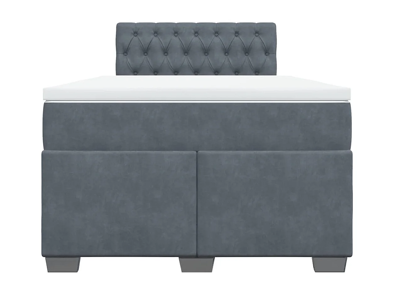 Sommier à lattes de lit et matelas gris foncé 120x190cm velours