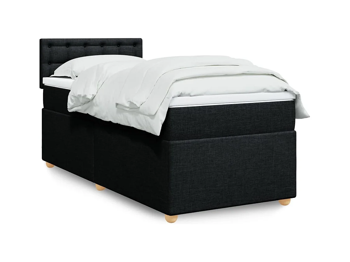 Cama com molas/colchão 80x200 cm tecido preto