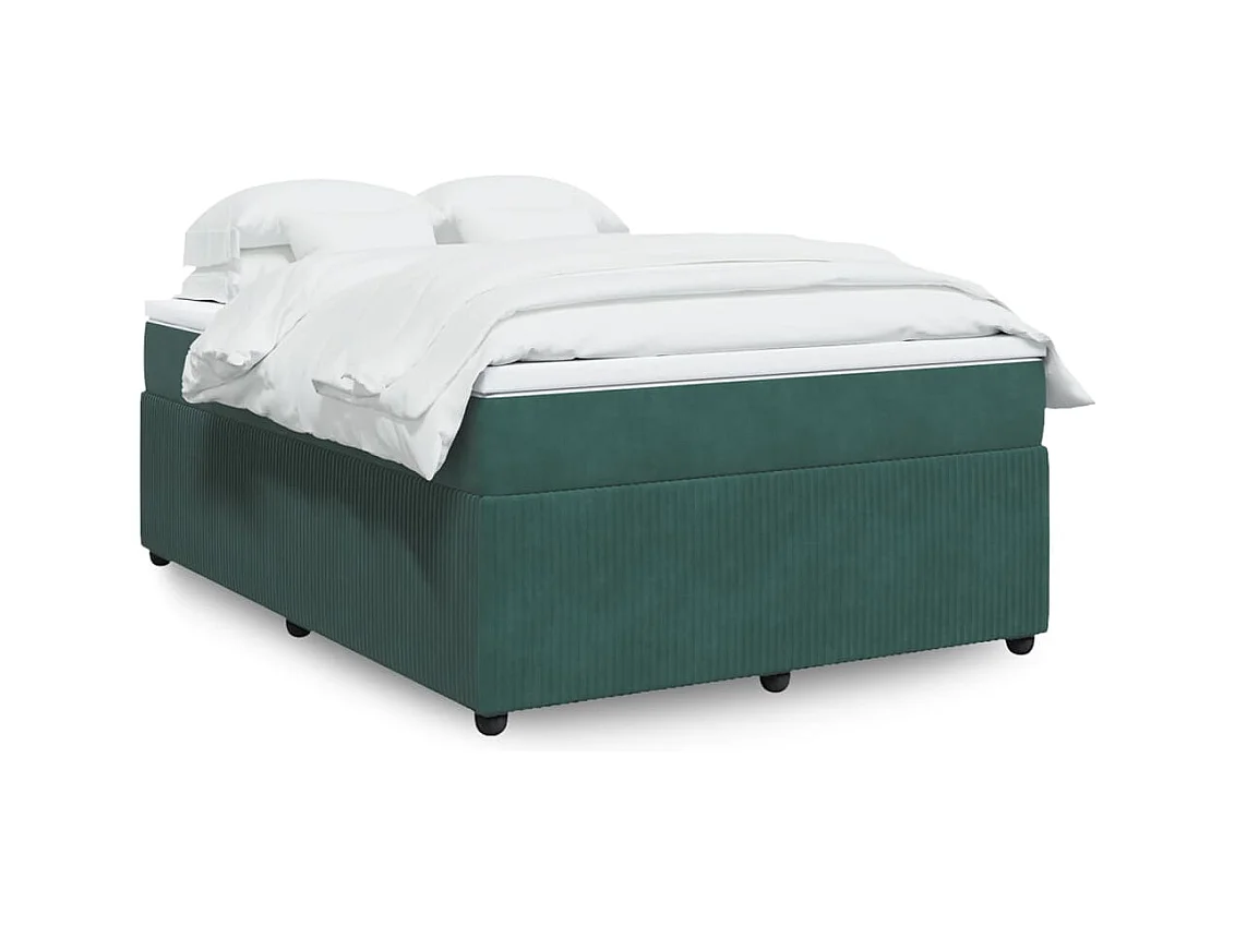 Cama box spring con colchón terciopelo verde oscuro 160x200 cm