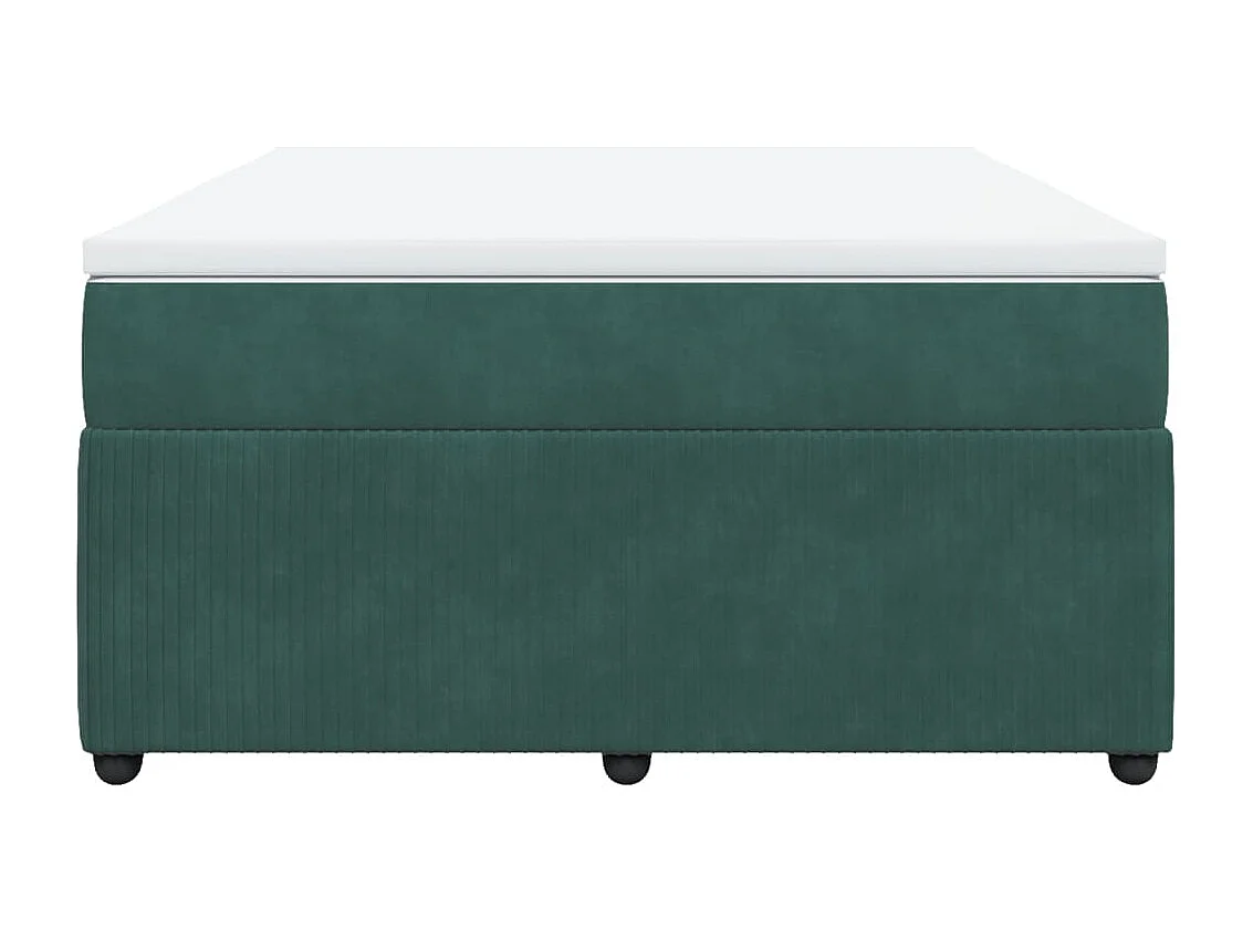 Cama com molas/colchão 160x200 cm veludo verde-escuro