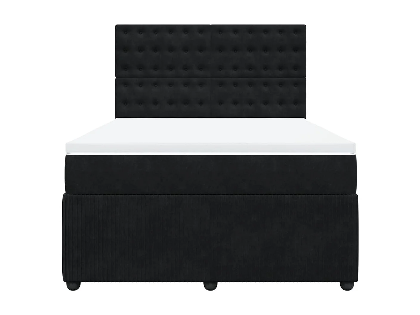 Giroletto a Molle con Materasso Nero 160x200 cm in Velluto