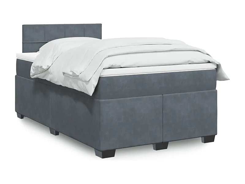 Cama boxspring com colchão 120x190 cm veludo cinzento-escuro