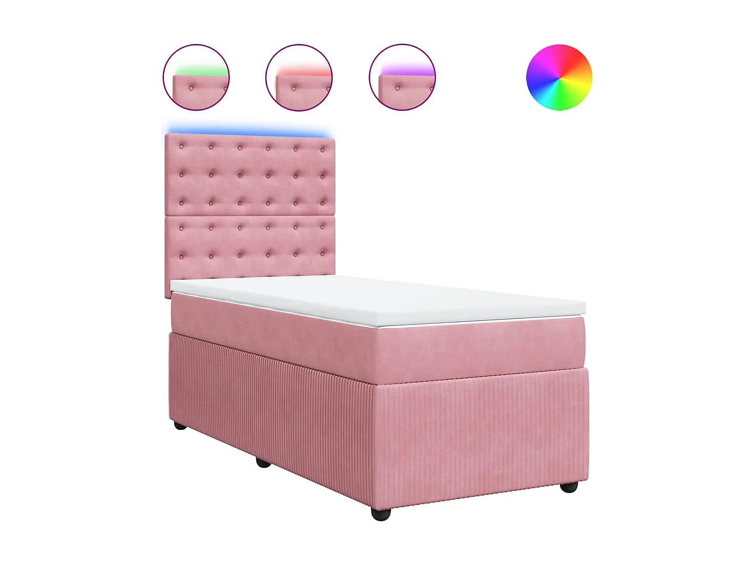 Sommier à lattes de lit et matelas Rose 80x200 cm Velours