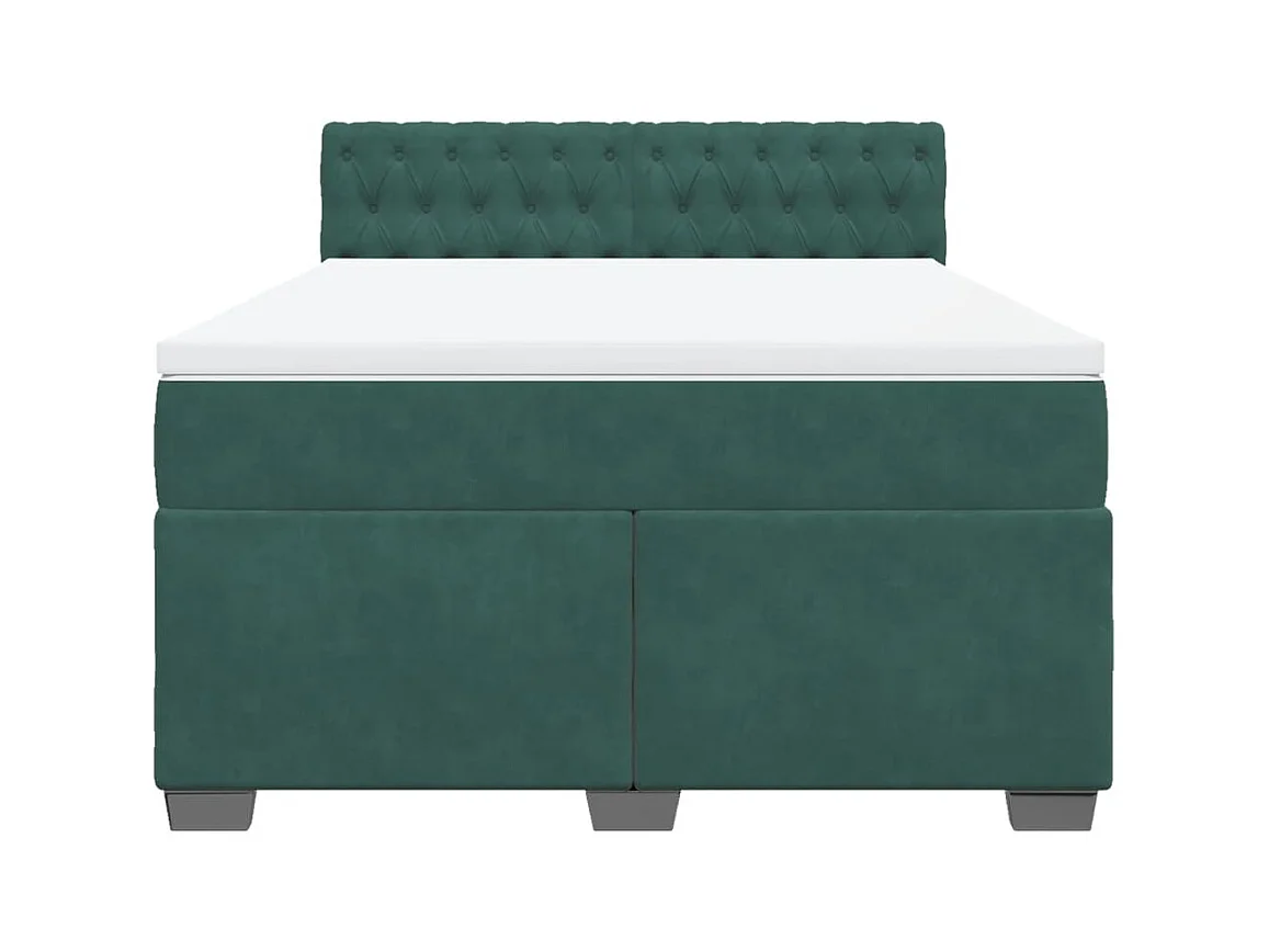 Giroletto a Molle con Materasso Verde Scuro 140x190 cm Velluto