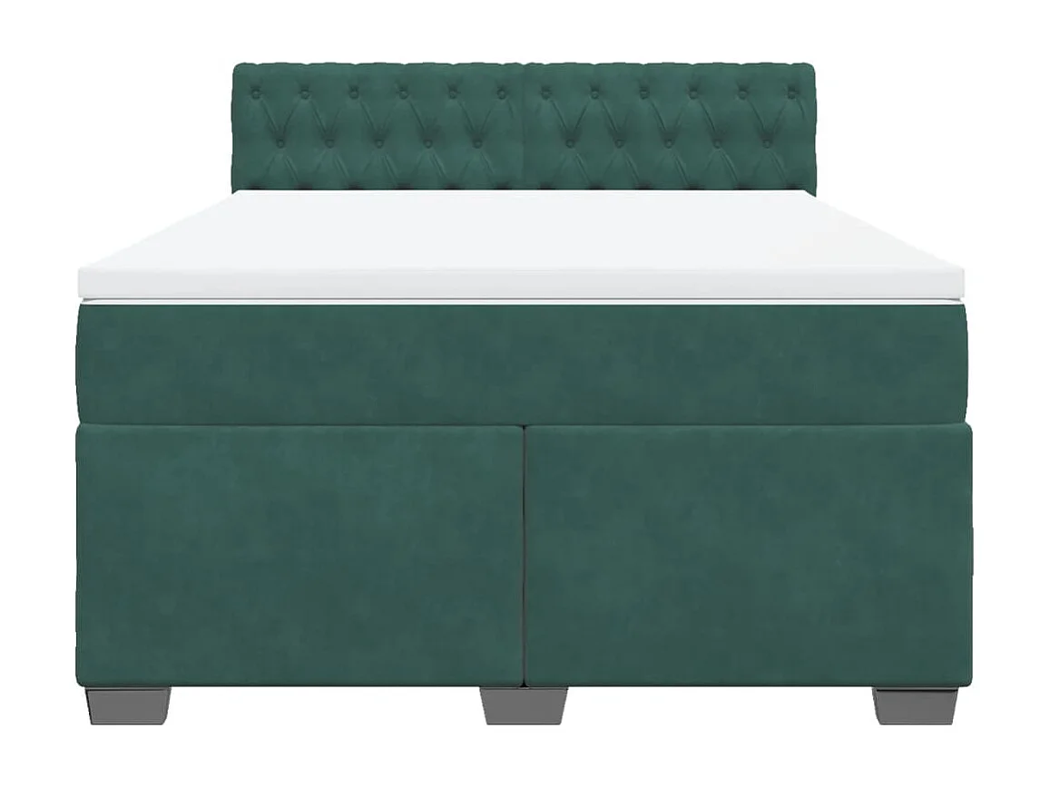 Cama com molas/colchão 140x190 cm veludo verde-escuro