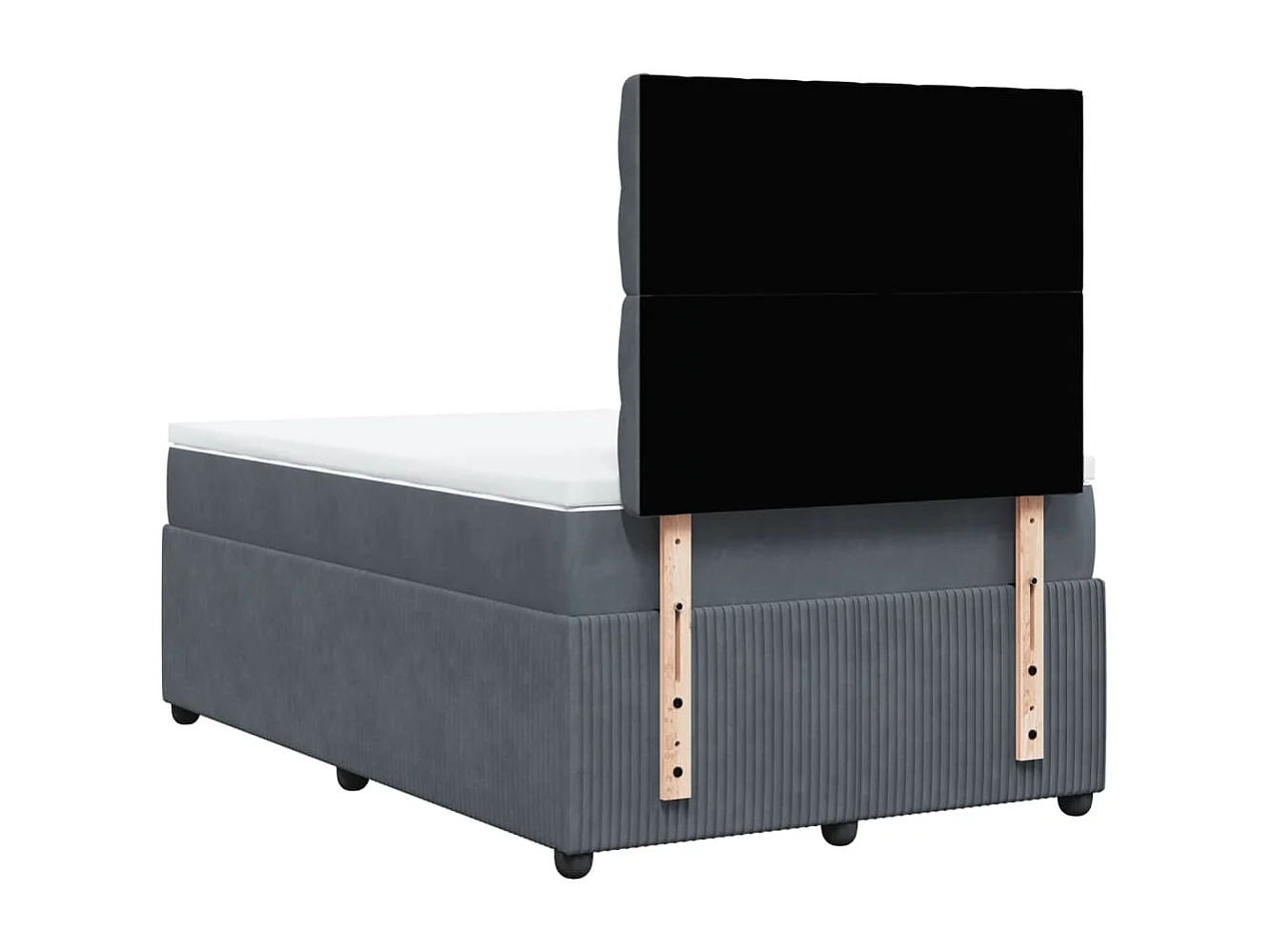 Cama box spring con colchón terciopelo gris oscuro 120x200 cm