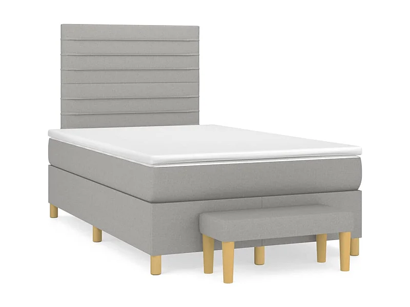 Cama box spring con colchón tela gris claro 120x190 cm