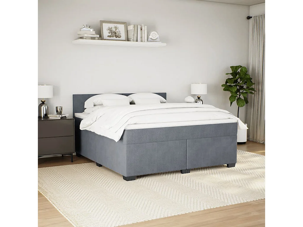 Sommier à lattes de lit et matelas Gris foncé 180x200cm Velours