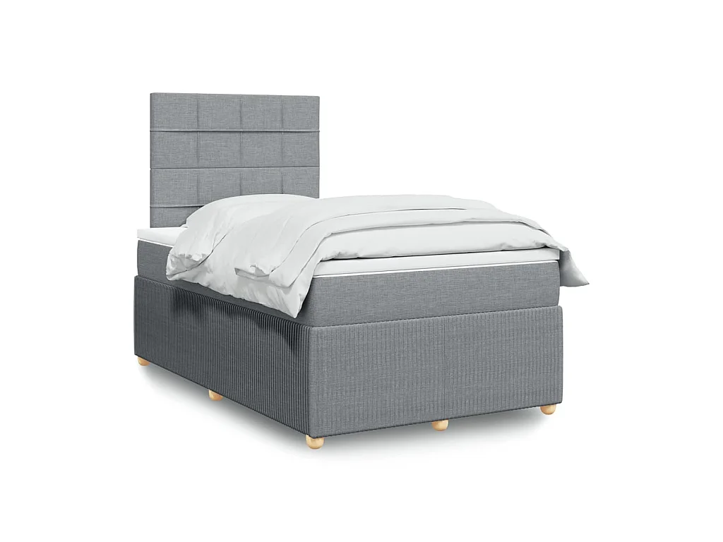 Sommier à lattes de lit et matelas gris clair 120x190 cm tissu