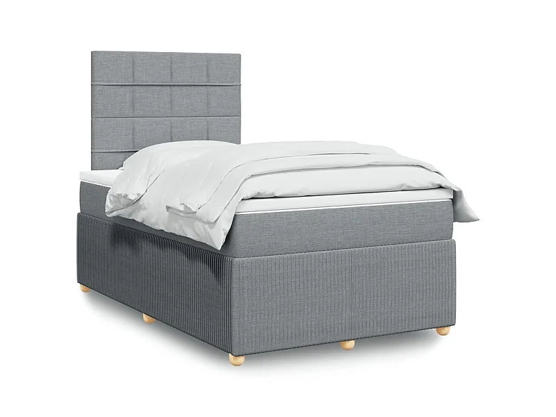 Giroletto a Molle con Materasso Grigio Chiaro 120x190cm Tessuto