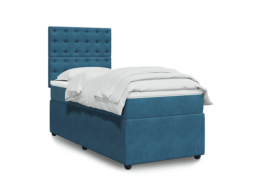 Giroletto a Molle con Materasso Blu Scuro 80x200 cm in Velluto
