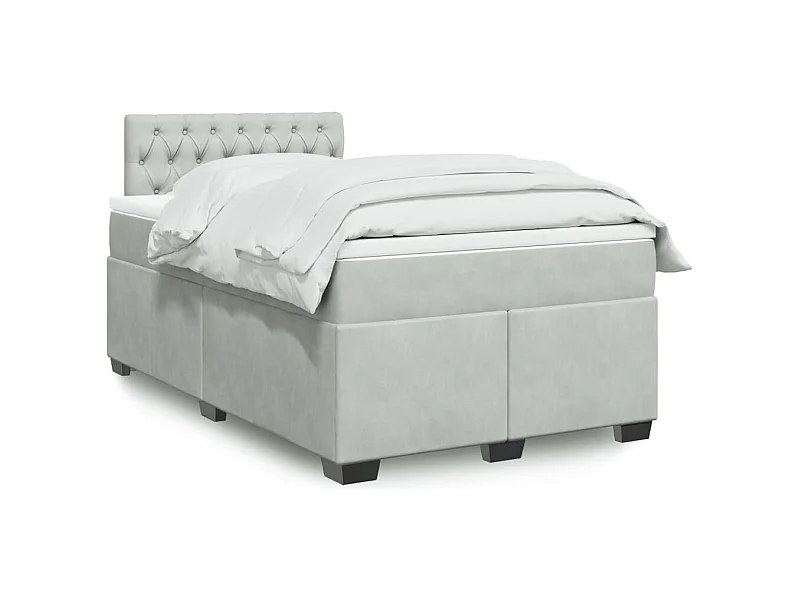 Sommier à lattes de lit et matelas gris clair 120x190cm velours