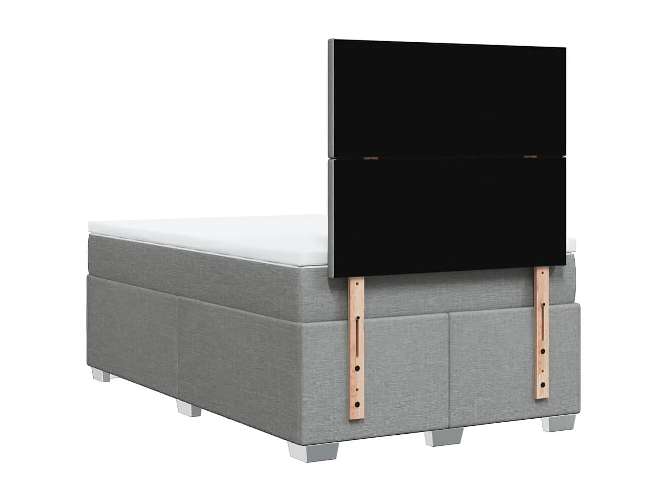 Cama box spring con colchón tela gris claro 120x190 cm