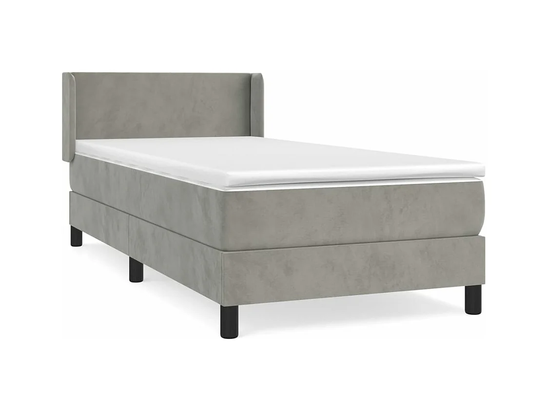 Sommier à lattes de lit et matelas Gris clair 100x200cm Velours
