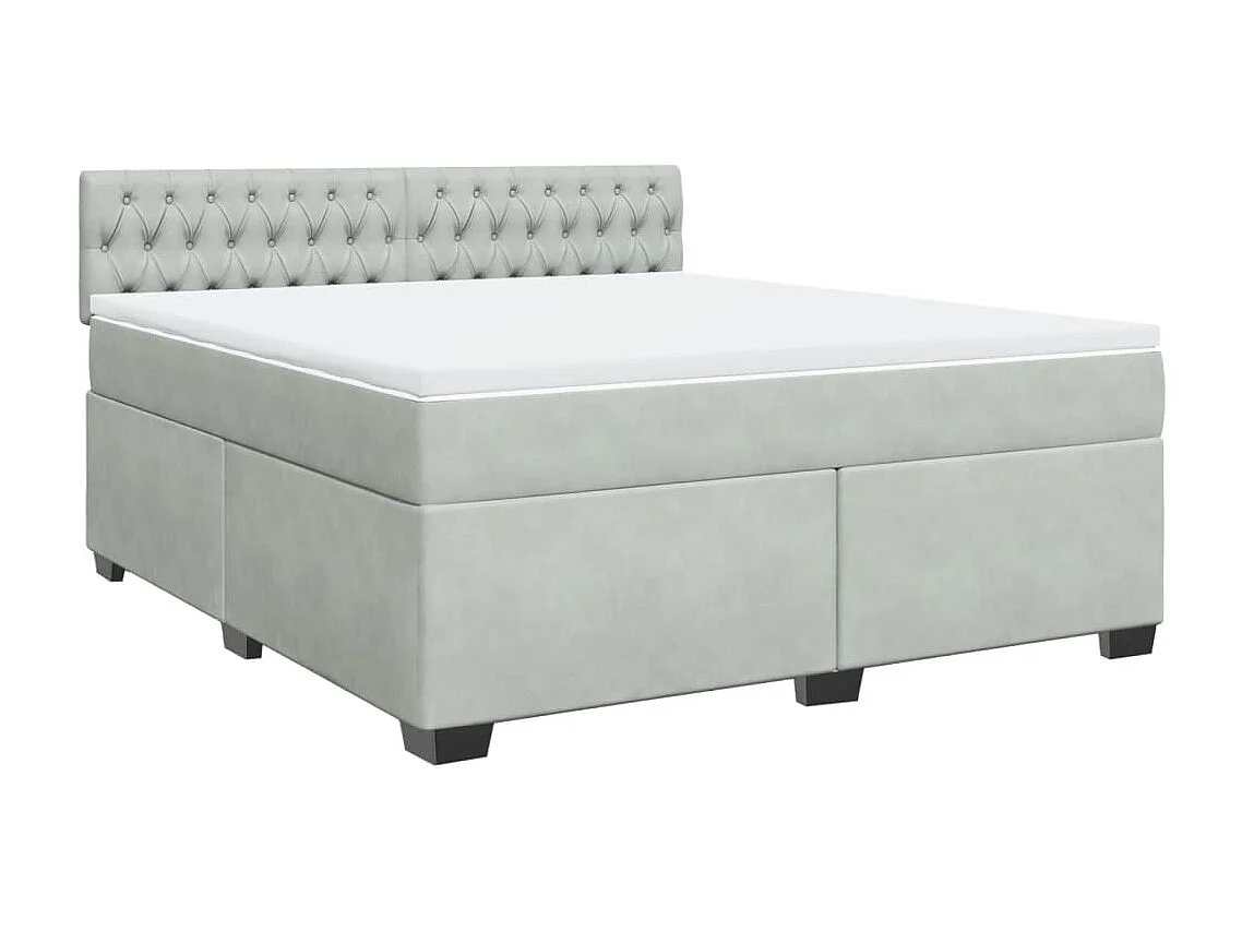 Boxspringbett mit Matratze Hellgrau 180x200 cm Samt