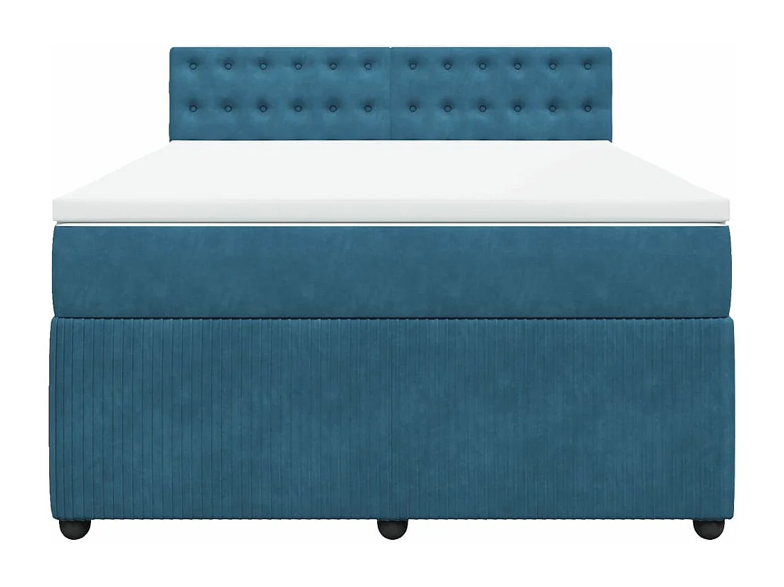 Cama boxspring com colchão 140x190 cm veludo azul