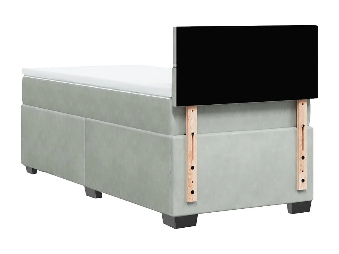 Giroletto a Molle con Materasso Grigio Chiaro 90x190 cm Velluto