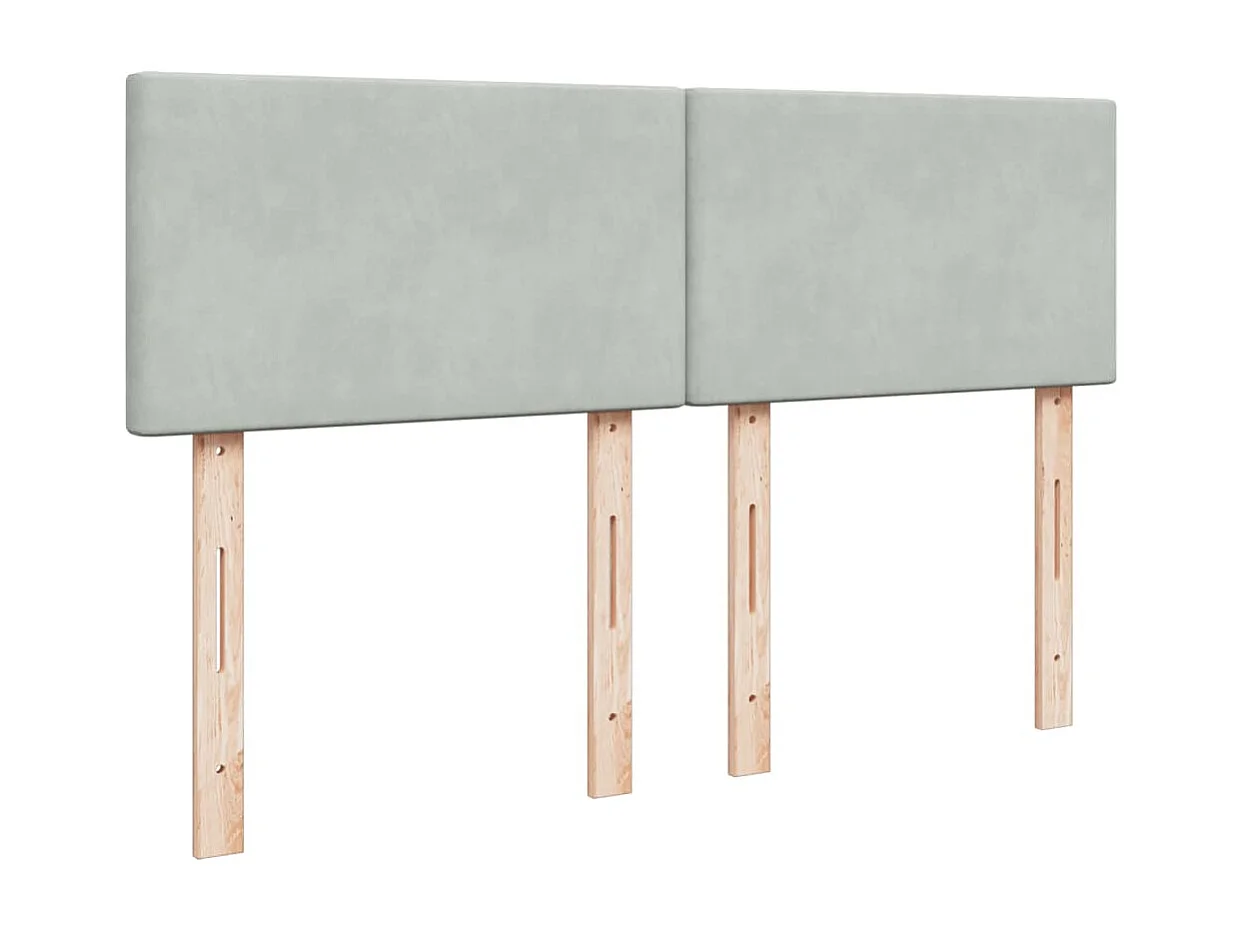 Cama box spring con colchón terciopelo gris claro 140x200 cm