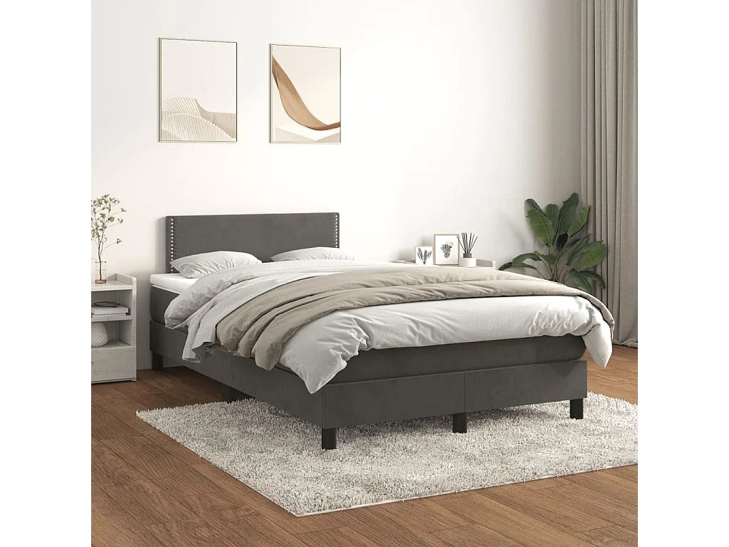 Boxspringbett mit Matratze Dunkelgrau 120x200 cm Samt