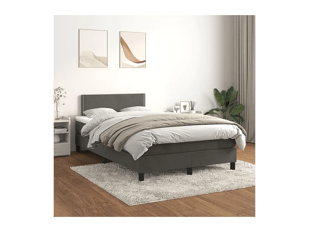 Sommier à lattes de lit et matelas Gris foncé 120x200cm Velours