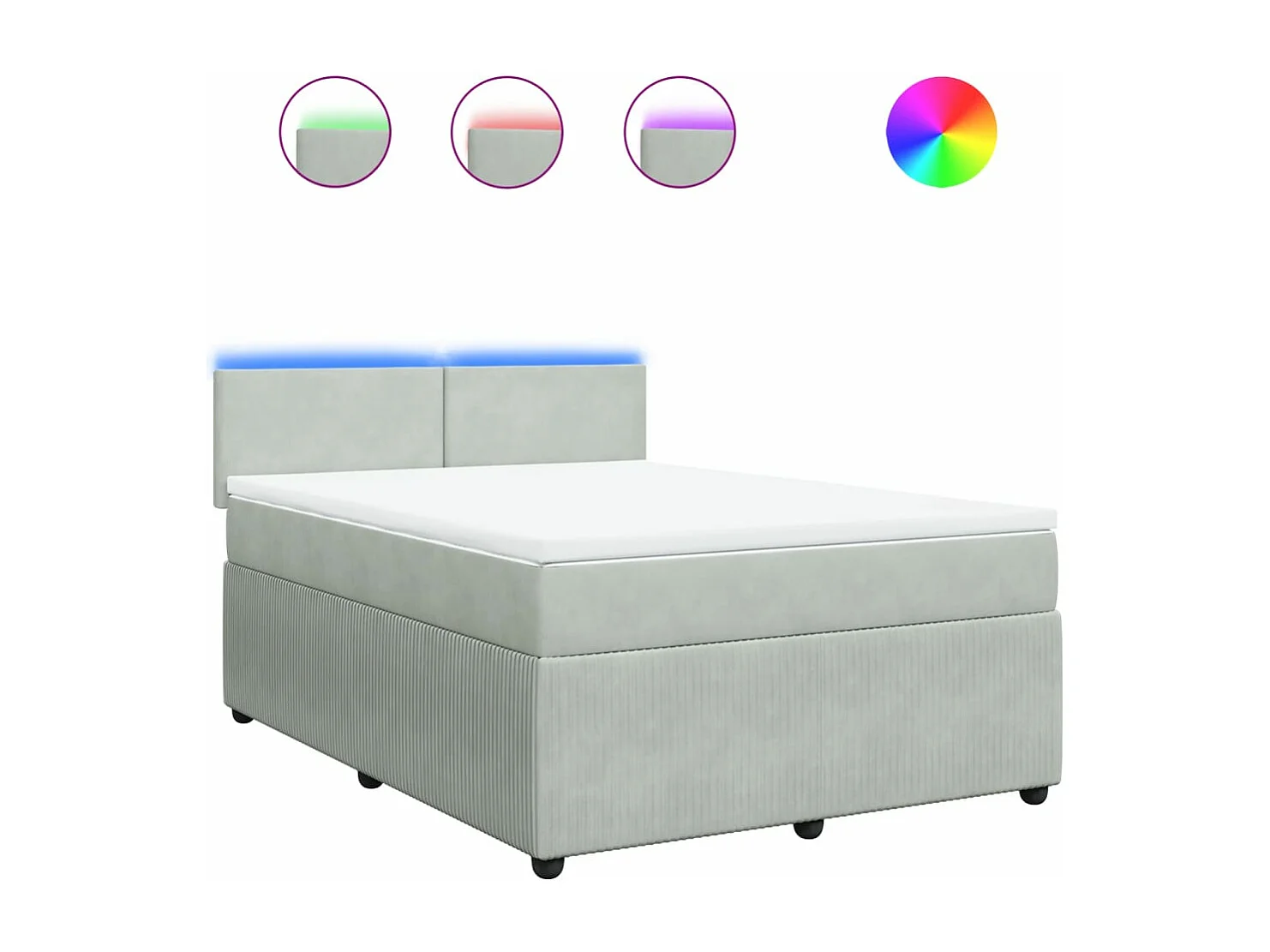 Sommier à lattes de lit et matelas Gris clair 140x190cm Velours