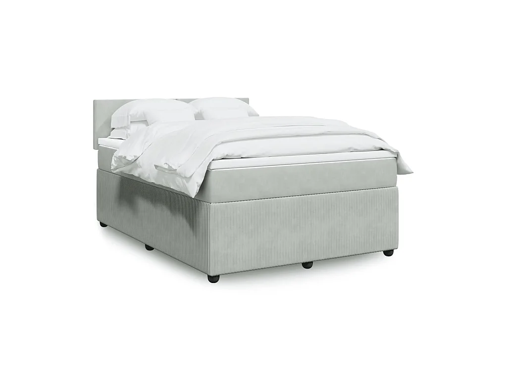 Sommier à lattes de lit et matelas Gris clair 140x190cm Velours