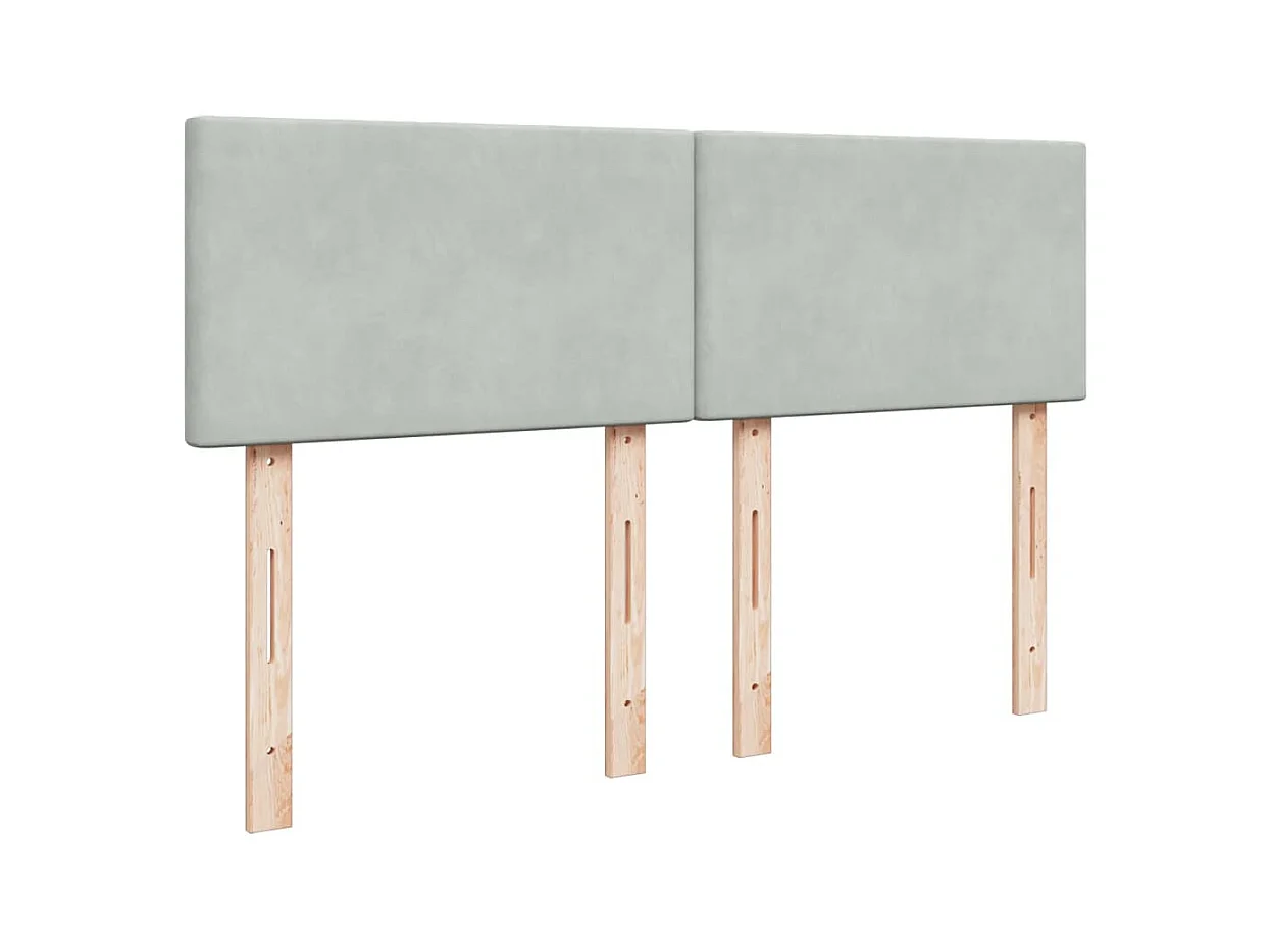 Boxspring met matras fluweel lichtgrijs 140x190 cm