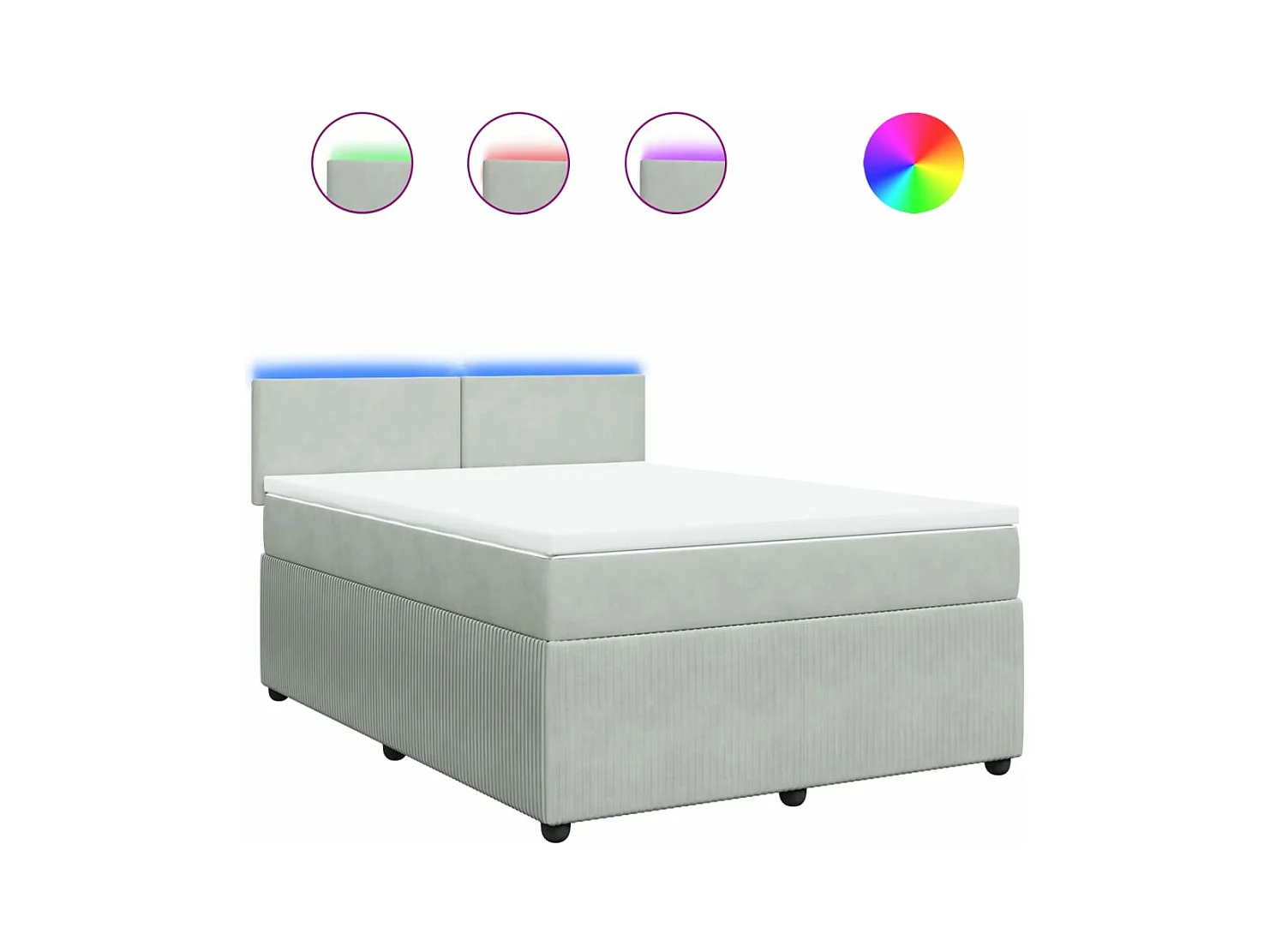 Boxspring met matras fluweel lichtgrijs 140x190 cm