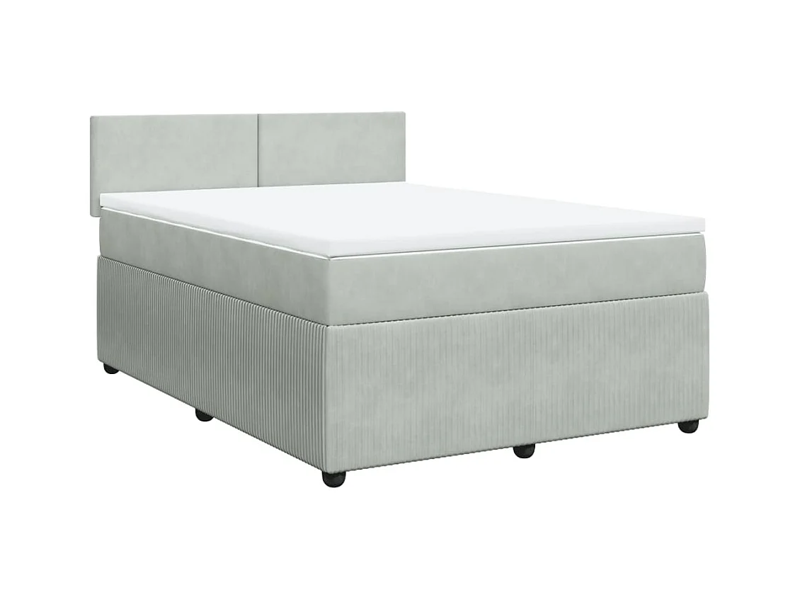Boxspring met matras fluweel lichtgrijs 140x190 cm