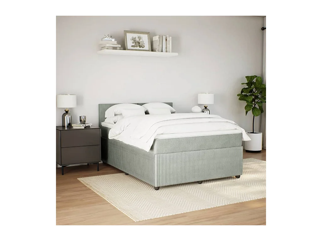 Boxspring met matras fluweel lichtgrijs 140x190 cm