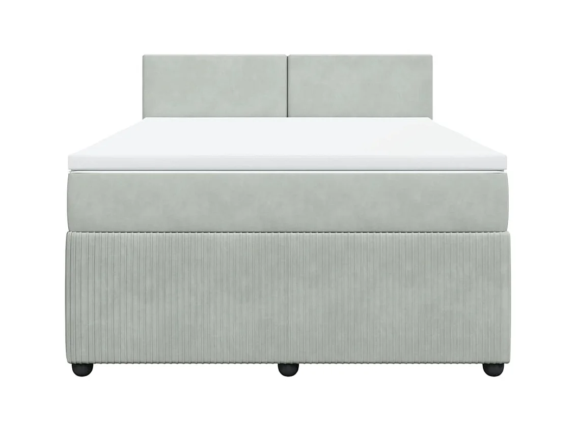 Boxspring met matras fluweel lichtgrijs 140x190 cm