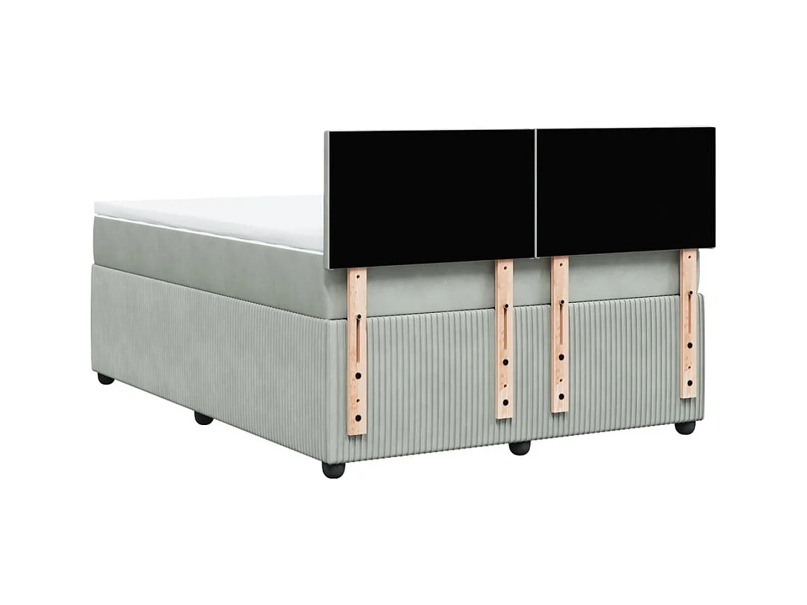 Boxspring met matras fluweel lichtgrijs 140x190 cm