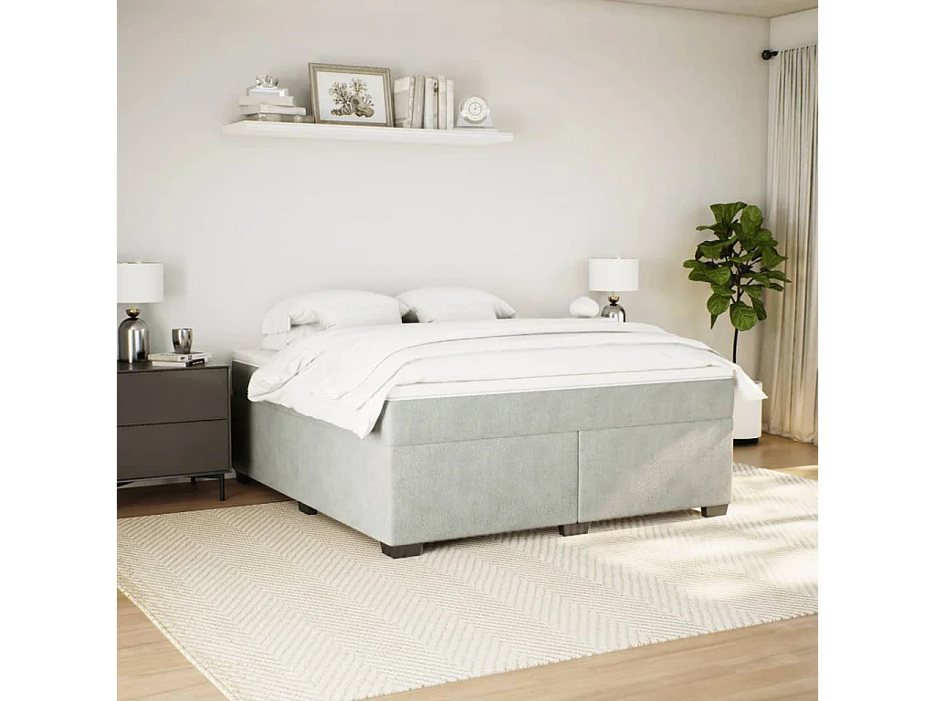Sommier à lattes de lit et matelas Gris clair 180x200cm Velours