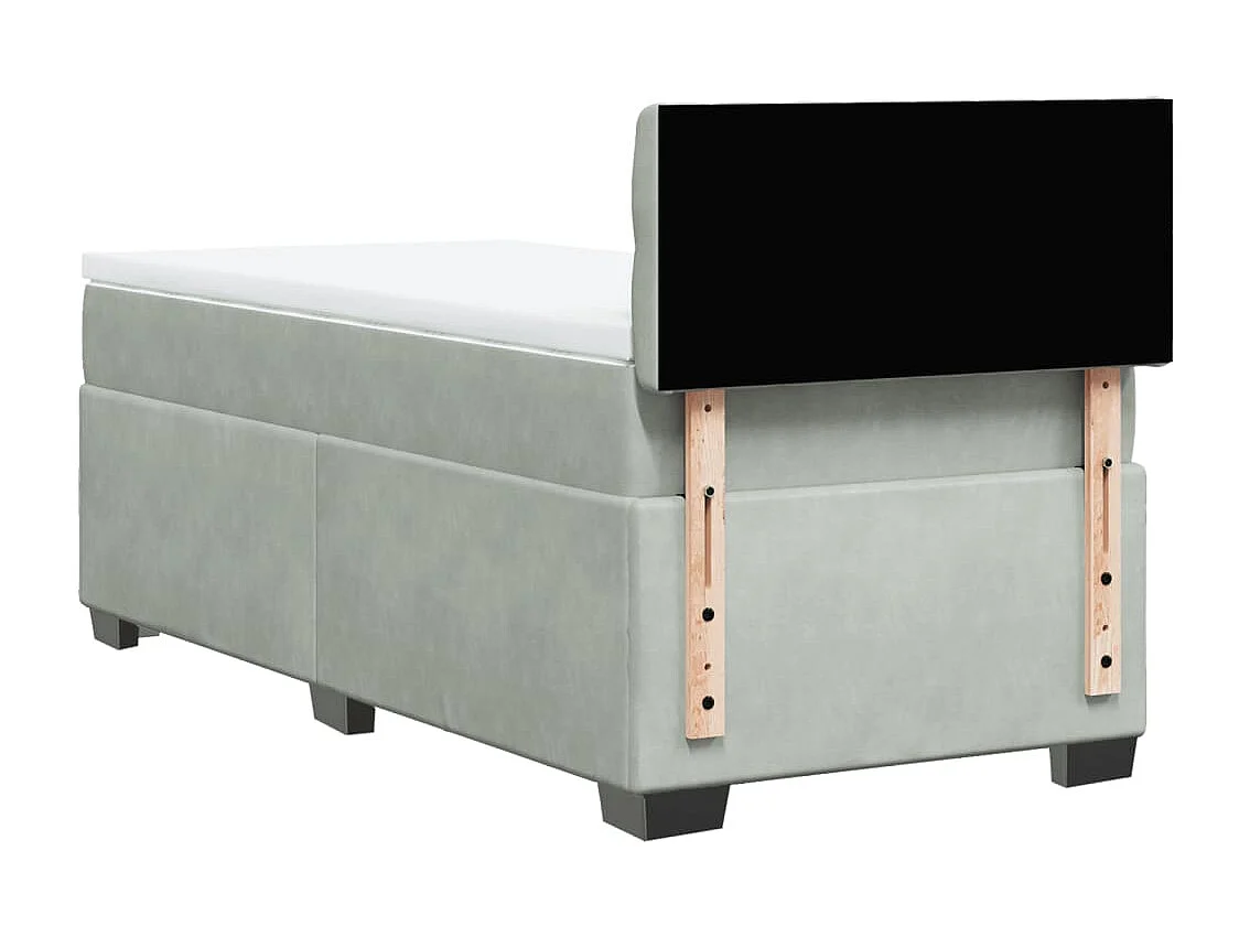 Cama com molas/colchão 90x200 cm veludo cinza-claro